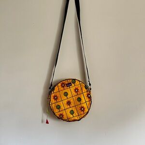 Floral Yellow Round Crossbody Bag